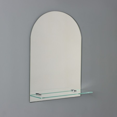 Mirror in a bathroom with a shelf, semi -oval, 35 × 50 cm-1