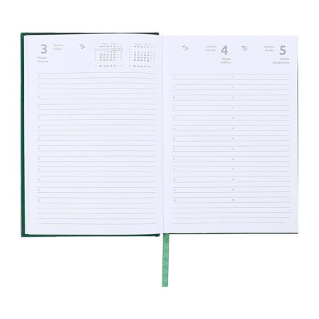 Dated diary 2024, A5, 176 sheets, Attomex.orion, Bumvinyl cover, Lasse, Blok 70 g/m2, Green-10