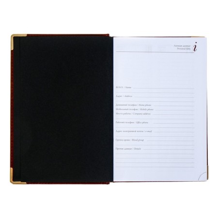Diary half -dated A5+, 208 BOSS sheets, solid cover, artificial leather, gold cut, brown-2