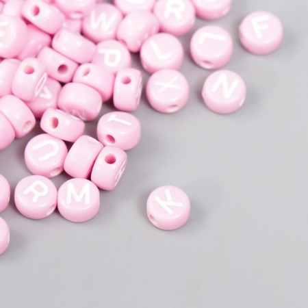 Beads for creativity plastic "English letters" Pink set 20 grams 0.4x0.7x0.7 cm-1