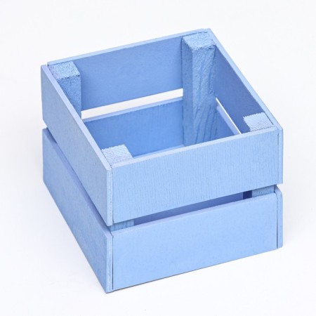 Kashpo wooden, two-strip, pale blue, 11 x 11 x 9 cm-1
