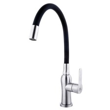 Fashun A54801-7 kitchen mixer, single-leaf, flexible spout, stainless steel, black