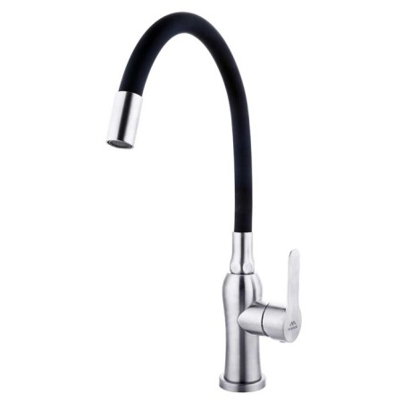 Fashun A54801-7 kitchen mixer, single-leaf, flexible spout, stainless steel, black