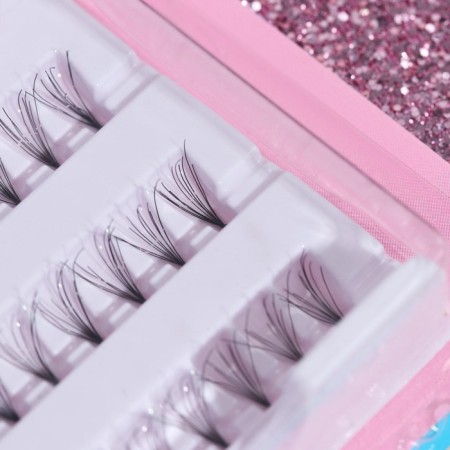 Eyelashes for extension, bundles, 10 mm, 60 bundles, black color-2