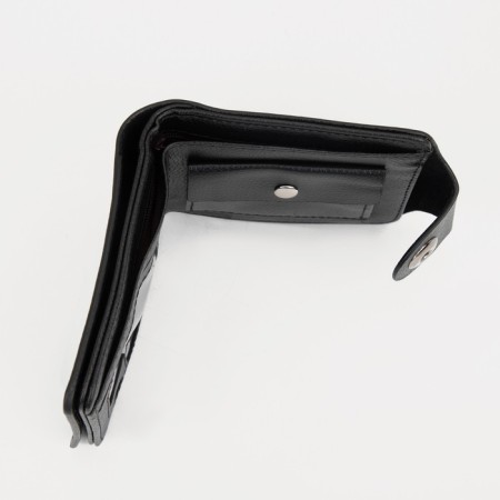 Male purse for magnet, department for bills, for maps, for coins, black color-4