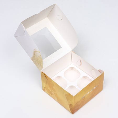 Packaging for 4 cupcakes with a window, Bant, 16 x 16 x 10 cm-4