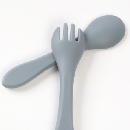 A set of children's cutlery, fork and spoon M&B (silicone), gray-4