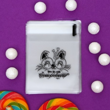 BOPP package with sticky tape, "happiness", 7*7+3cm-6