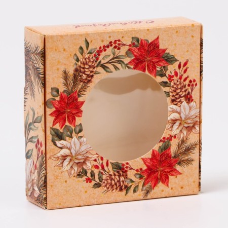 Gift box team with the window "Happy New Year!", 10 x 10 x 3 cm-1