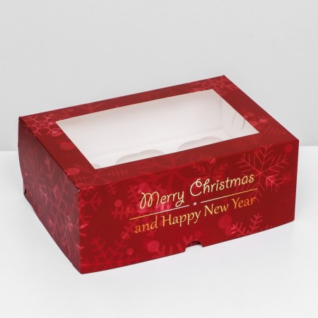 Packaging for 6 cupcakes with the "Happy New Year" window, 25 x 17 x 10 cm-1