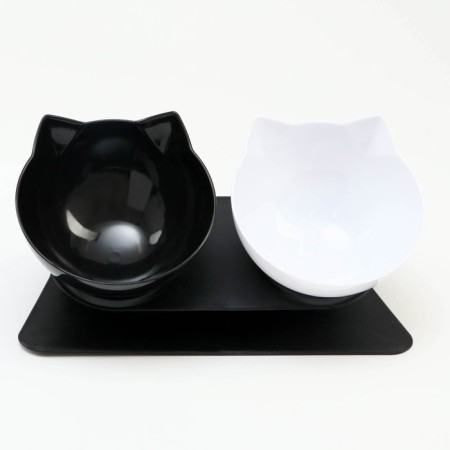 Plastic bowls on a black stand 27.5 x 14 x 15 cm black/white-1