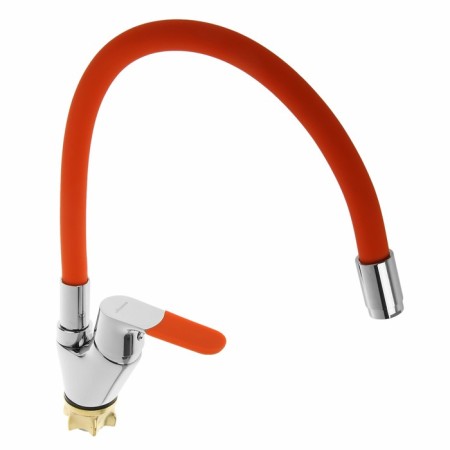 ACCOONA A4819P kitchen mixer, single -leaf, silicone spout, brass, orange/chrome-1