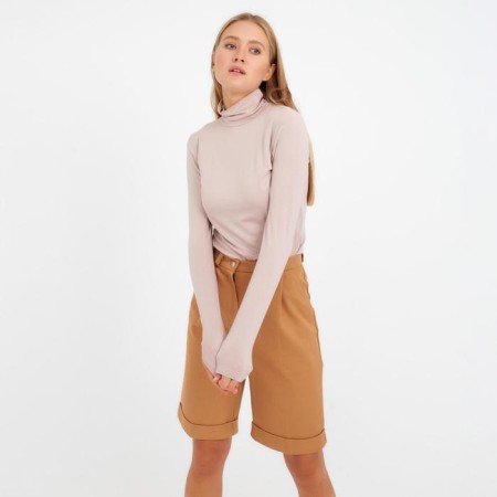 Women's turtleneck Minaku: Basic Line, beige color, size 42-2