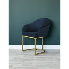 SHELL chair, 56 × 63 × 83 cm, blue color, gold frame