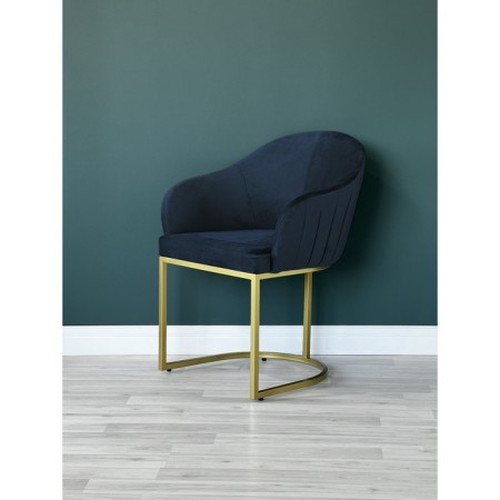 SHELL chair, 56 × 63 × 83 cm, blue color, gold frame