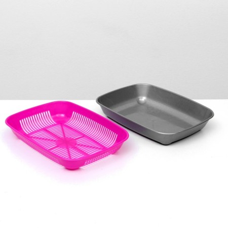 Rounded toilet with a mesh of 33.5 x 25 x 6 cm, Magenta/Gray-5