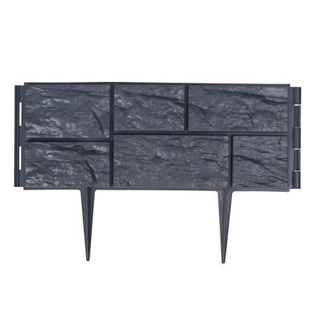 Decorative fence, 24 × 177.5 cm, 5 sections, plastic, gray, "stone"-7