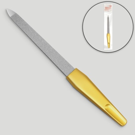 Metal file for nails, 15 cm, golden color-1