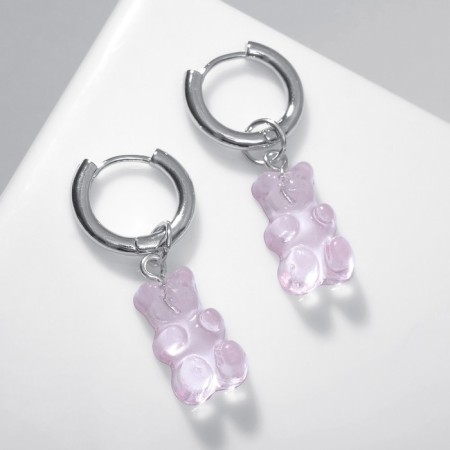Earrings Assorted "marmalade bears" transformer, pink color in silver-1