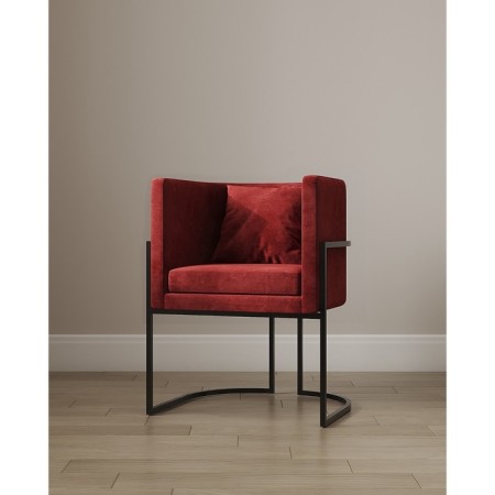 Armchair "Luna", 60 × 64 × 77 cm, red color, black frame