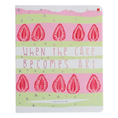Notebook of 48 sheets in the cage "Berry Torte", covered cardboard, matte lamination Soft Touch, foil, mix-6