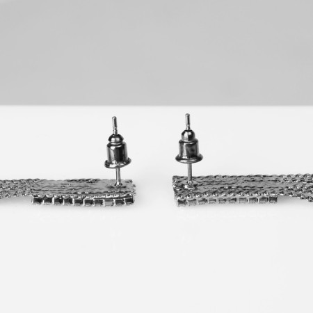 Hanging earrings "Hollywood" rain, gray color, 11 cm-1
