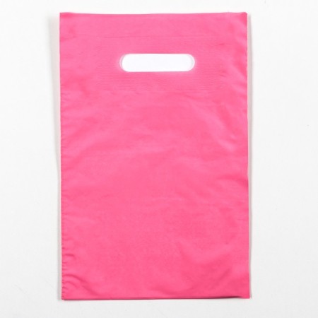 Polyethylene package with a cut handle, pink 20-30 cm, 30 μm