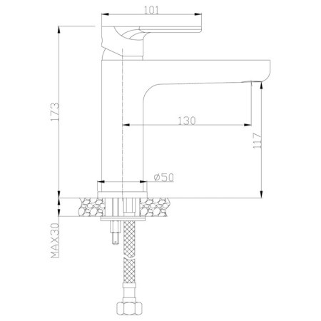Rossinka RS33-13 washbasin mixer, one-handed, tall, monolithic, chromium color-2