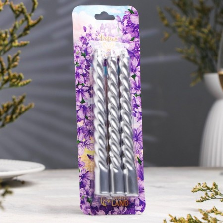 Set of candles of twisted, 1.5x 15 cm, 3 pieces, silver blister-1