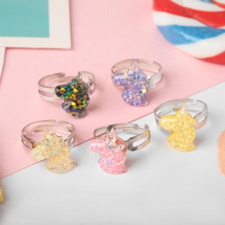 A set of children's rings "fingers" unicorns shiny, 5 pcs., Color, dimensionless-3
