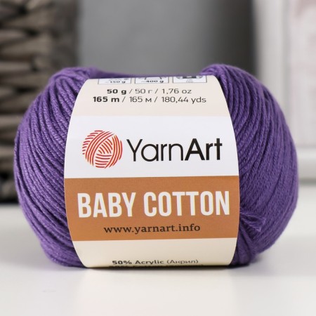 Yarn "Baby Cotton" 50% acrylic 50% cotton 165m/50g (455 purple)