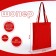 Shoper without fasteners, from textiles, red color