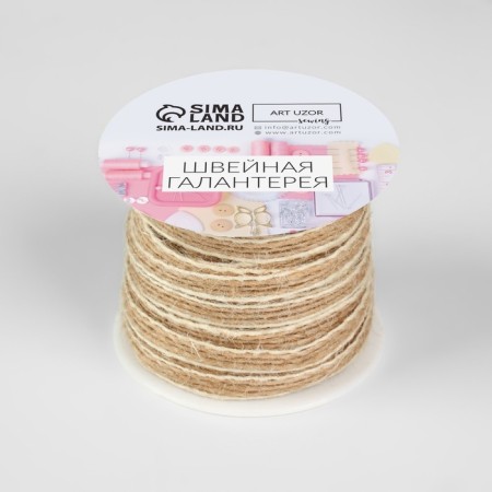 Decorative canvas braid, 6 mm, 9 ± 0.5 m, light beige/beige color-3