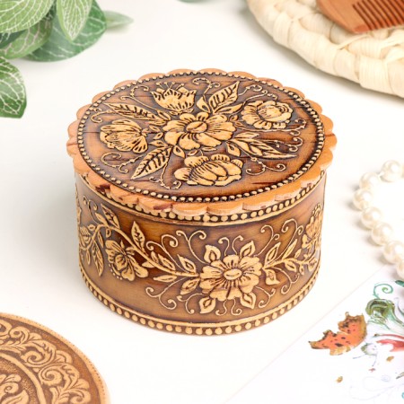 Casket "Chamomile", 80 x 40 mm, birch bark