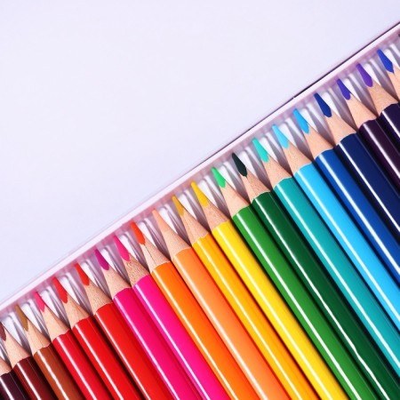 Pencils 24 colors, in metal pencil case, triangular, wooden, landscape mix-7