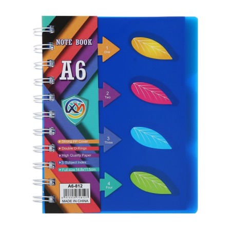 Notepad on the crest A6, 100 sheets, line, plastic cover, with "leaves" separators, mix-3