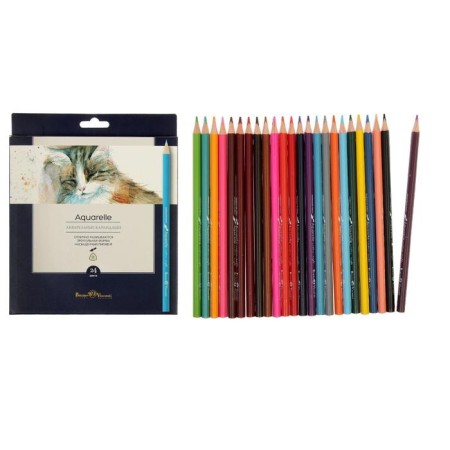 Watercolor pencils 24 colors BrunovisConti Aquarelle, three -sided