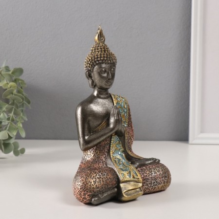 Souvenir Polystone "Buddha - Mudra Namascar" gray 9.5x13.5x19.5 cm-1