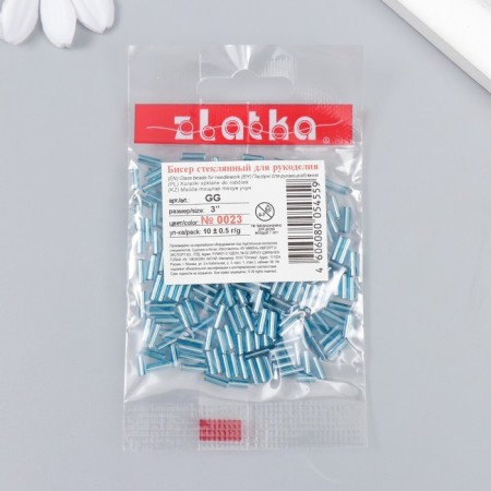 Beads "Zlatka" Glass 10 g, size 3 ", 6 mm, No. 0023" Blue 93 "78545-2