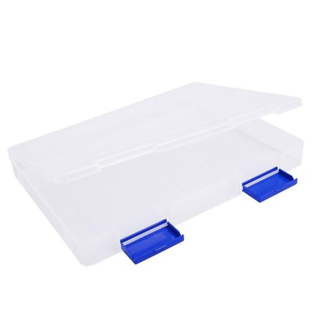 A4 document folder, with blue latches, 230 x 305 x 40 mm, transparent case-1