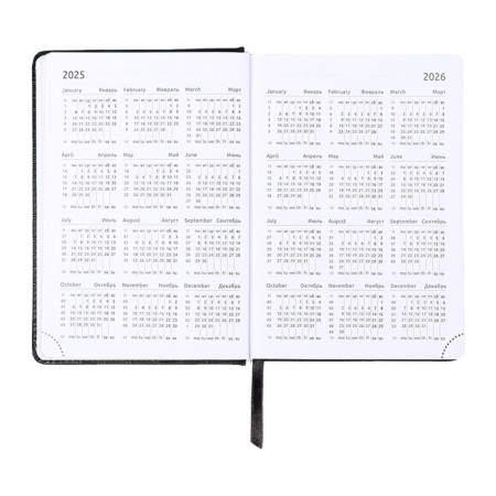 Dated diary 2025 b6 168 sheets, Devente. Wild, a hard cover to leatzers with foam rubber, perforation, liesse, block 70, black-9