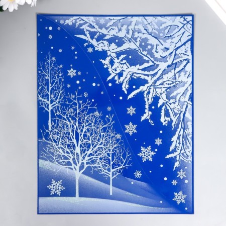 A set of decorative stickers "Winter Forest" 30x38 cm, set 2pcs