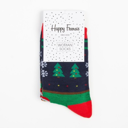 Women's socks "Santa Claus", blue color, size 23-25-4