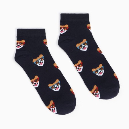Women's socks "Corgi with glasses", blue color, size 38-40-1