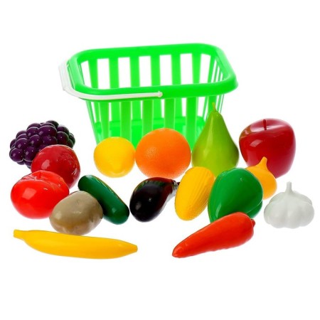 Set "Fruits and Vegetables" in the basket, 17 objects, color mix-2