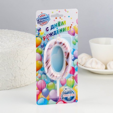 Candle in the “White Marble” cake, number “0”, giant, 9 cm-2
