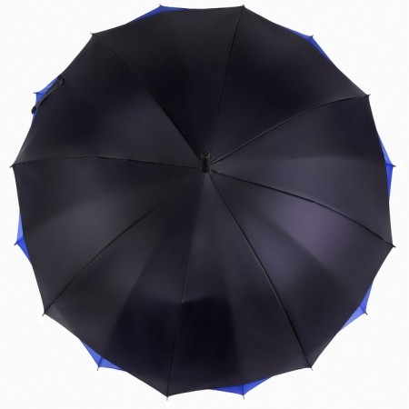 Umbrella - semi -automatic cane "plain", two -layer, 16 knitting needles, r = 52 cm, black/blue color-4