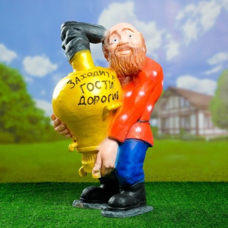 Садовая фигура "Дед с самоваром" 56х34х32см-3
