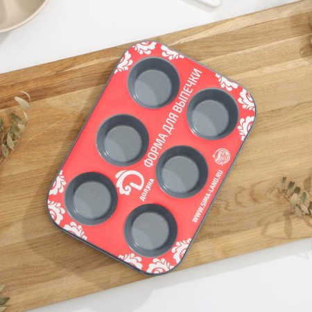 The form for baking is the shade “marble. Circle ", 27 × 19.2 cm, 6 cells, anti -stick coating, gray color-3
