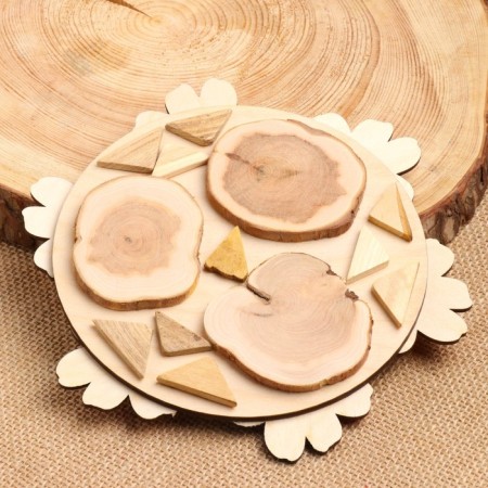 Hot “red-yellow flower” stand, 20x20 cm, wood mix-2